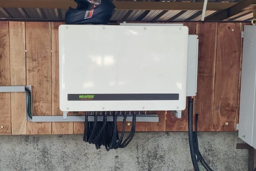 Solar inverter and distribution box installed on site